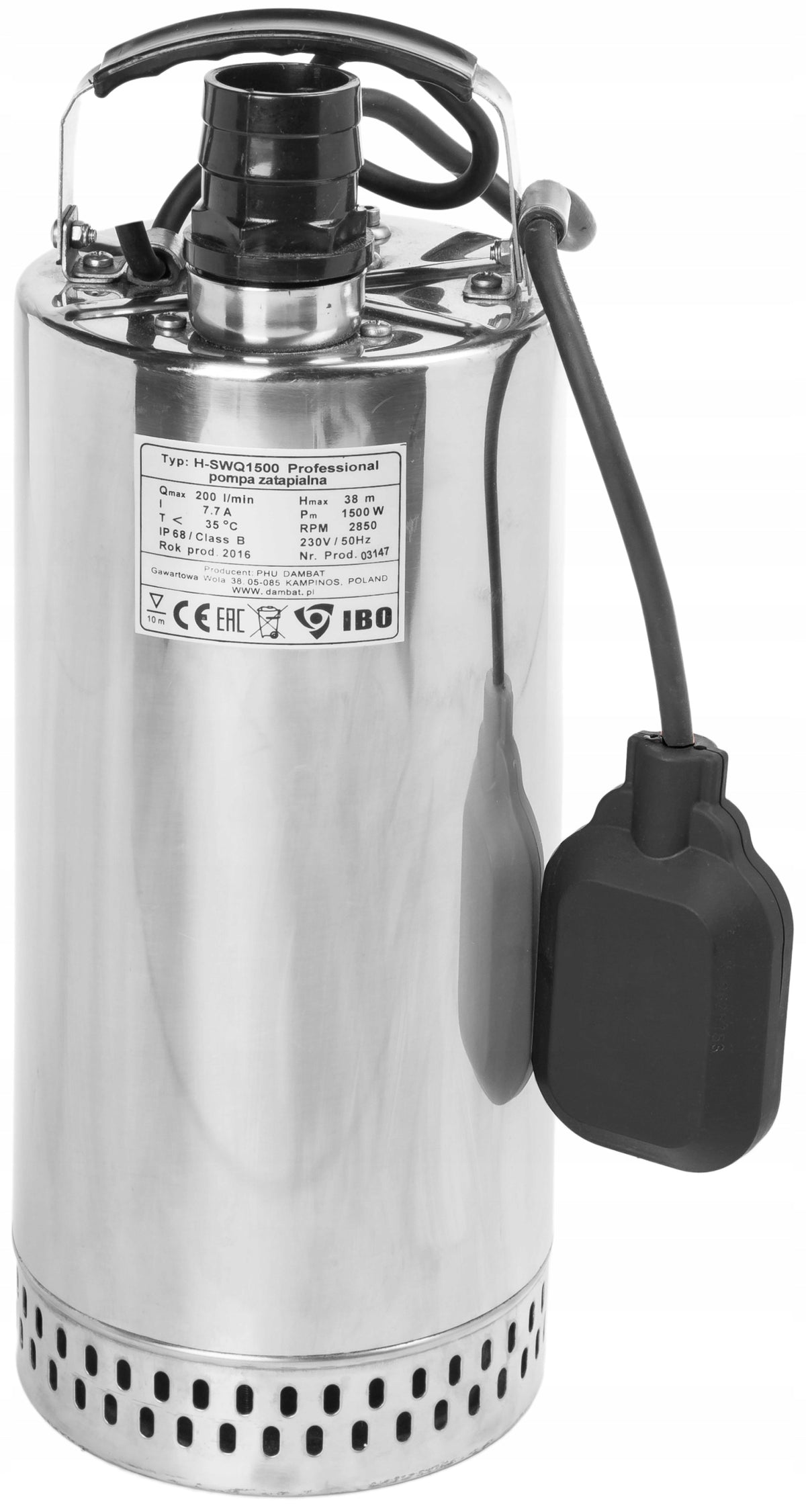 POMPA ZATAPIALNA Z PŁYWAKIEM DO WODY LEKKO BRUDNEJ IBO SWQ 750 W 235 L/MIN