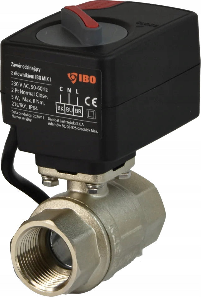 ZAWÓR ODCINAJĄCY Z SIŁOWNIKIEM - IBO MIX1 DN25 230V AC 2-PUNKT 1" ZAMKNIĘTY