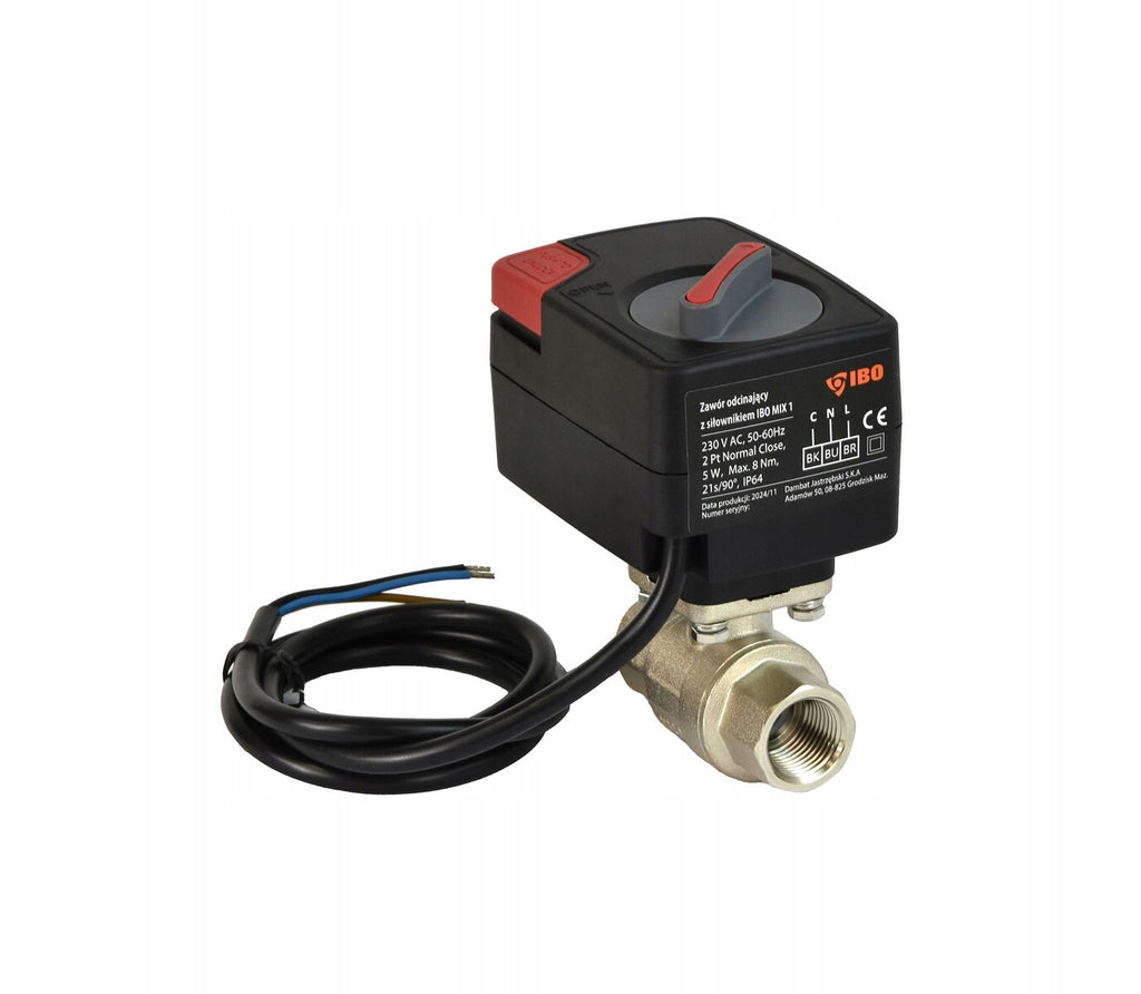 ZAWÓR ODCINAJĄCY Z SIŁOWNIKIEM - IBO MIX1 DN25 230V AC 2-PUNKT 1" ZAMKNIĘTY