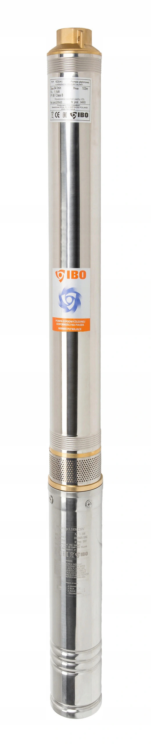 POMPA GŁĘBINOWA IBO 3,5" SDM3/18 1500W 105 l/min ANTYPIASKOWA + 20M KABLA