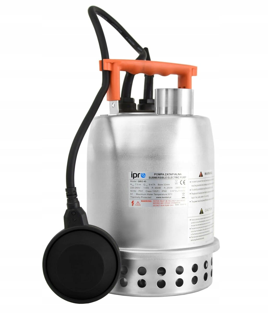 POMPA ZATAPIALNAZ PŁYWAKIEM DO WODY DESZCZOWEJ IBO OBO 45 250W 140 l/h 230V