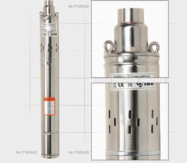 POMPA GŁĘBINOWA ŚRUBOWA 3" IBO 1-50-0,25 SCR 0,25kW/230V 17L/MIN KABEL 15M