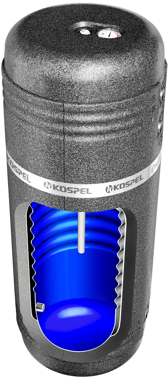 BOJLER WYMIENNIK CIEPŁA DO KOTŁÓW C.O. DWUPŁASZCZOWY 100 L KOSPEL WP-100