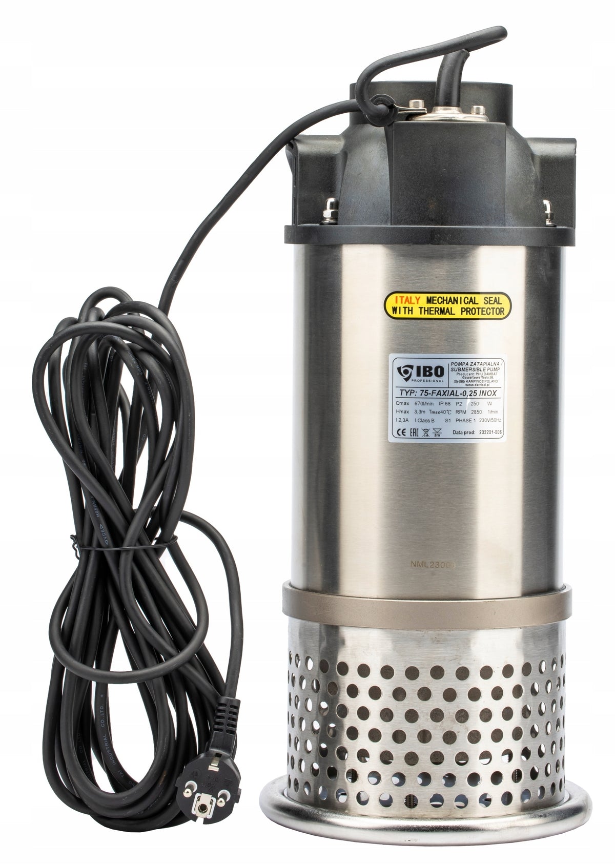 POMPA ZATAPIALNA DO DO WODY STAWU IBO FAXIAL 75-025 INOX 250 W 40200 l/h