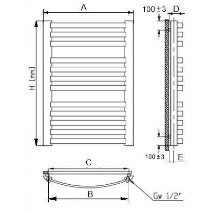 GRZEJNIK KALORYFER ŁAZIENKOWY GR3 BIAŁY 470 x 800 327W 13 ŻEBEREK SOLIDNY