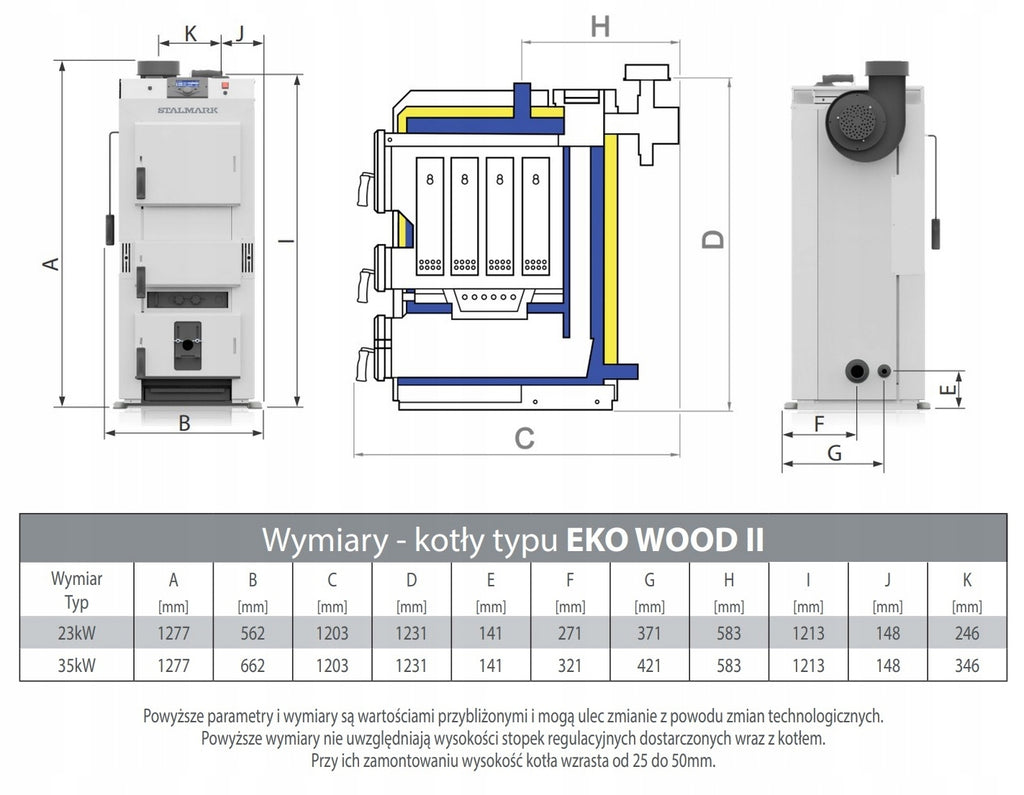 KOCIOŁ ZGAZOWUJĄCY DREWNO - STALMARK EKO WOOD 23 KW - 5 KLASA A+ KOMPAKTOWY