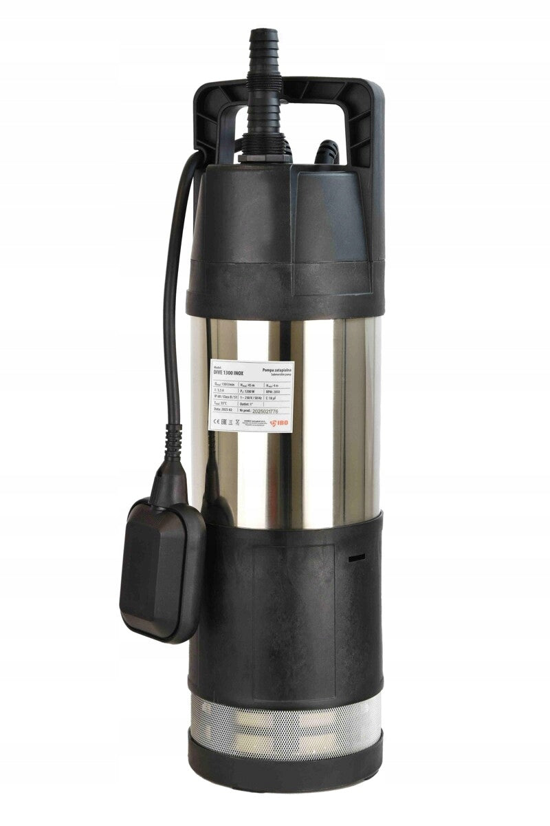 POMPA ZATAPIALNA DO DESZCZÓWKI WODY Z PŁYWAKIEM IBO DIVE 1300 INOX 230V