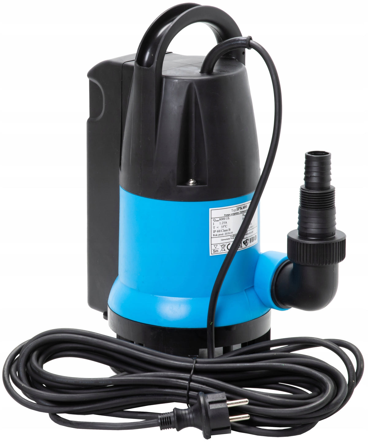 POMPA ZATAPIALNA DO WODY BRUDNEJ Z PŁYWAKIEM IBO IPK 400 W 125 L/MIN 230V