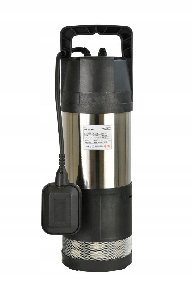 POMPA ZATAPIALNA DO DESZCZÓWKI WODY Z PŁYWAKIEM IBO DIVE 1300 INOX 230V