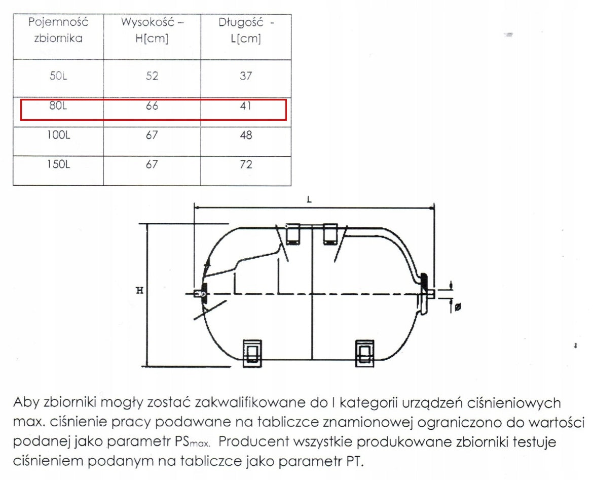 ZBIORNIK PRZEPONOWY HYDROFOROWY DO POMPY WODY - DAMBAD 80 L - STAL WĘGLOWA