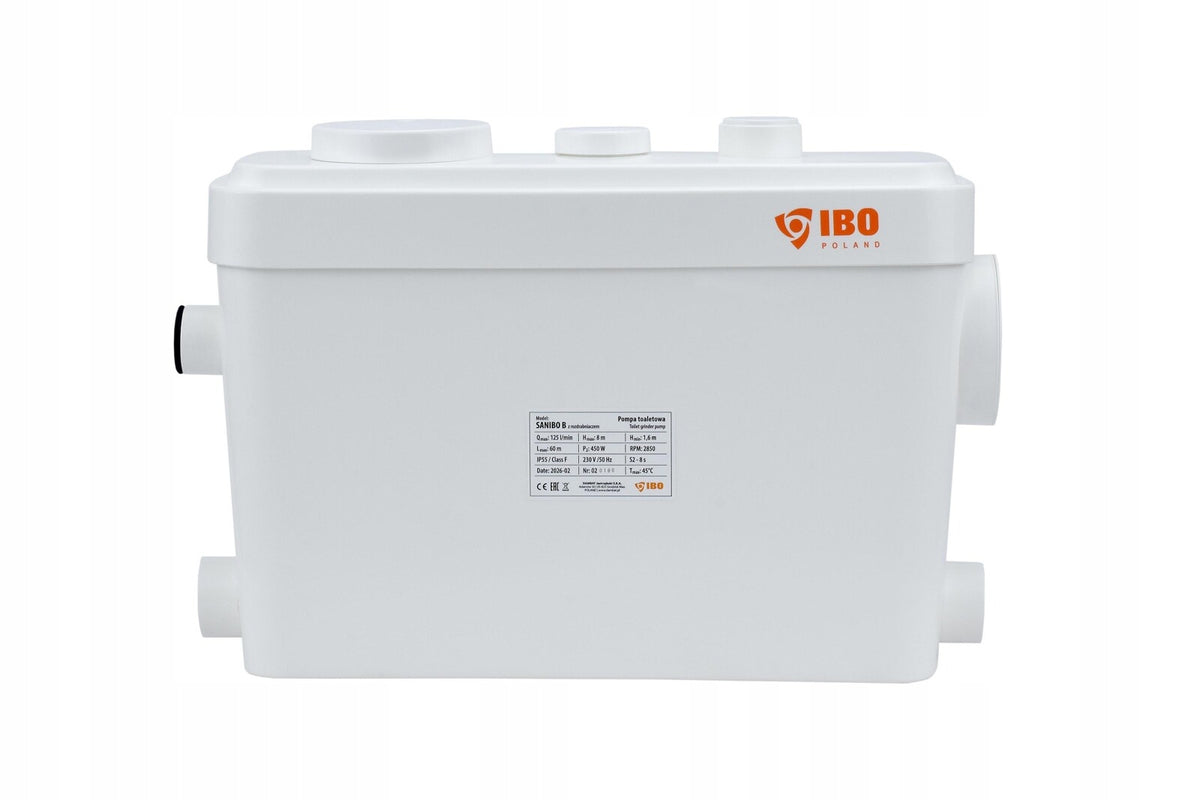 POMPA TOALETOWA SANITARNA Z ROZDRABNIACZEM DO ŚCIEKÓW - IBO SANIBO B 0,45KW