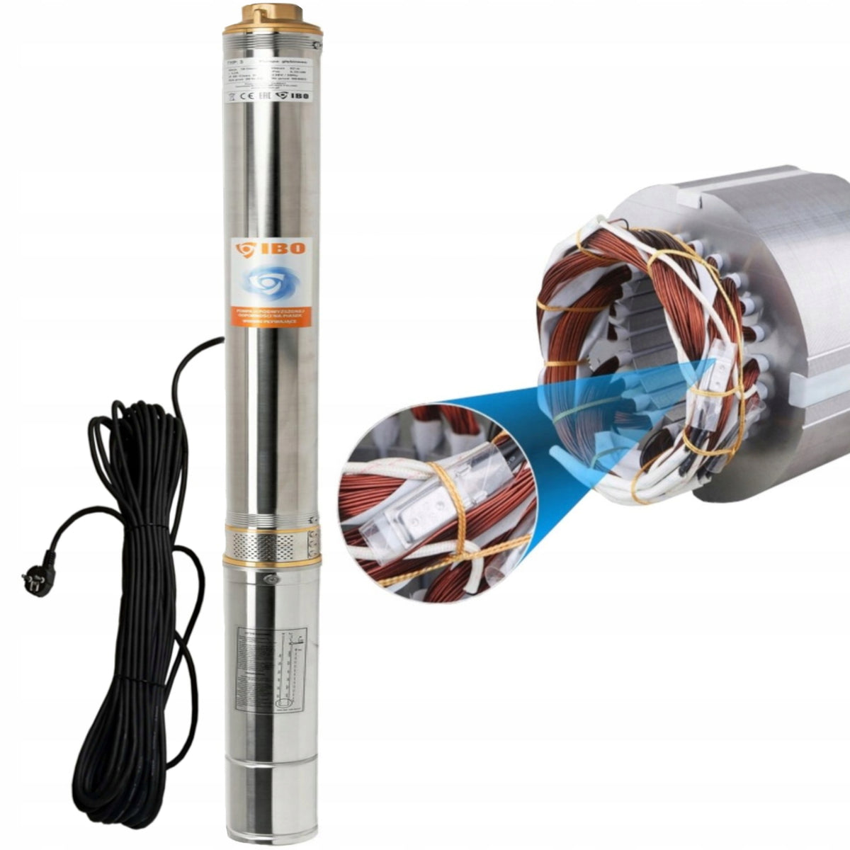 POMPA GŁĘBINOWA 3,5" IBO SD 5-14 1100W 6300l/h 400V 20M KABEL ANTYPIASKOWA