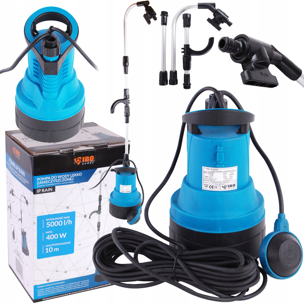 POMPA ZATAPIALNA NA WODĘ DO ZBIORNIKÓW BECZKI IBO IP 400 RAIN 400W 83 l/min