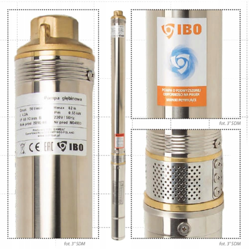 POMPA ZATAPIALNA 3" IBO SDM 24 750 W 70 L/H DO STUDNI WODY ANTYPIASKOWA