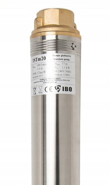 POMPA GŁĘBINOWA 3" IBO STM 20 1100 W 6000 l/h KABEL 20M DO STUDNI WODY