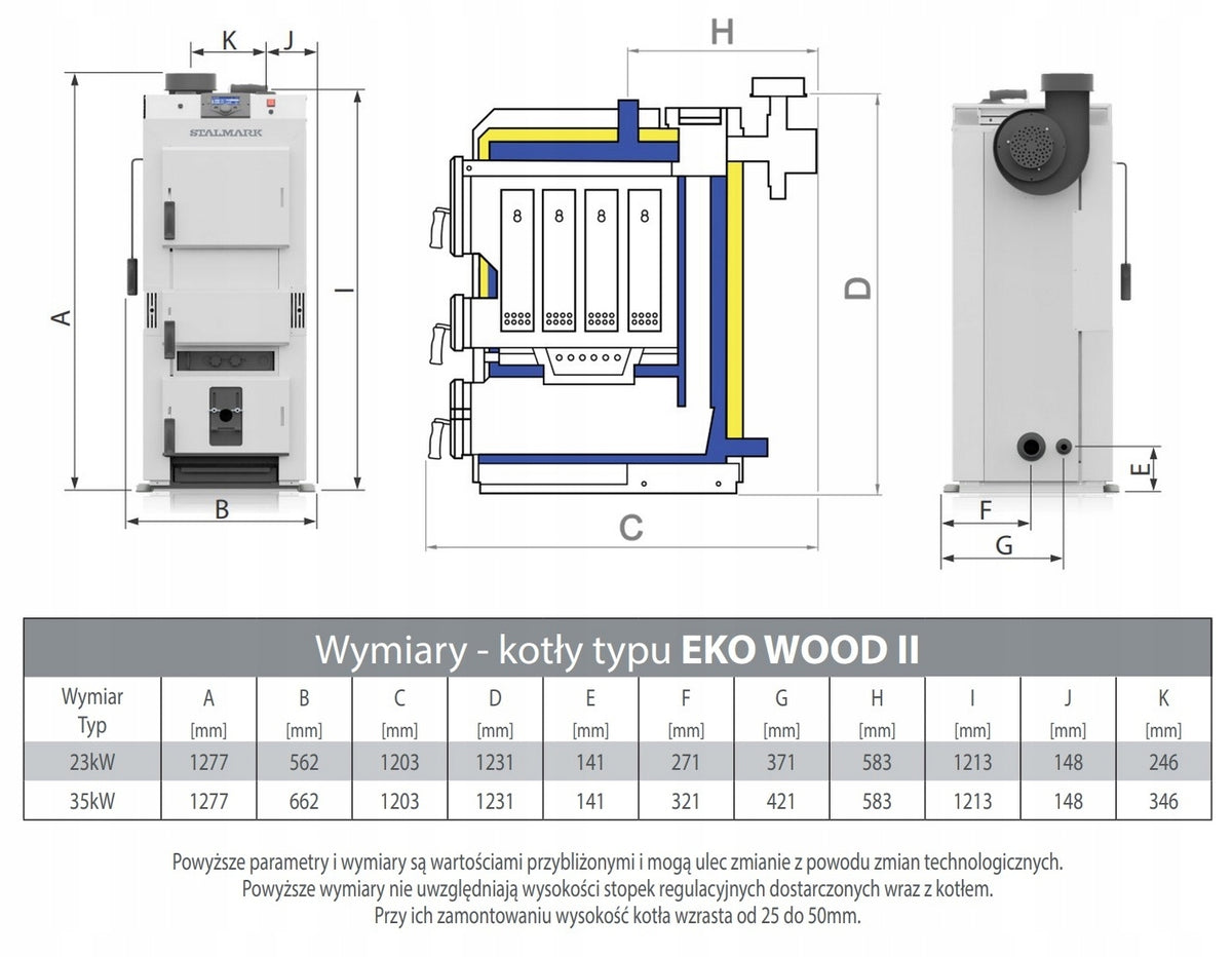KOCIOŁ ZGAZOWUJĄCY DREWNO - STALMARK EKO WOOD 35 KW - 5 KLASA A+ KOMPAKTOWY